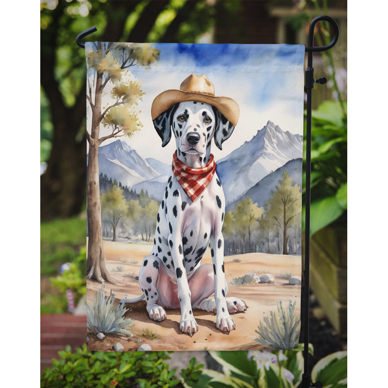 Drapeau Cowboy Welcome Garden, Noir / blanc / dalmatien bleu