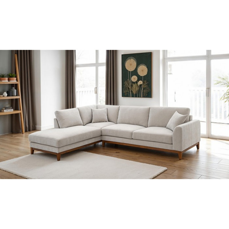 Canapé modulaire Subhaan, Chenille gris pâle, Orienté à gauche (vu de face)