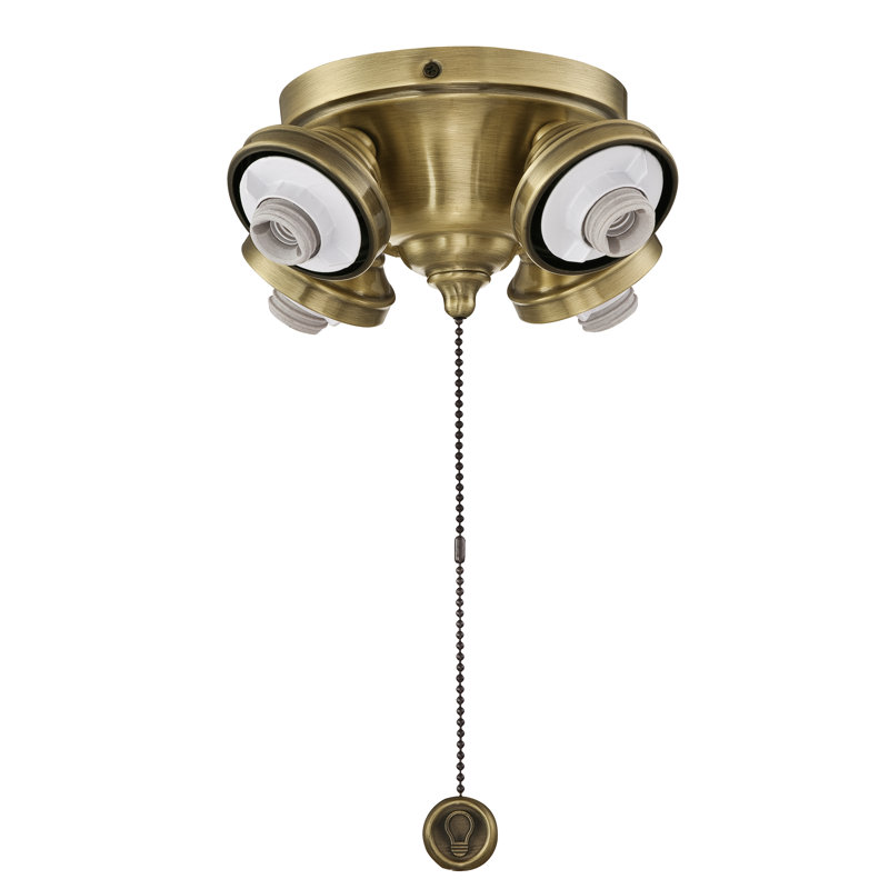 Ceiling Fan 4 Light Fitter - Antique Brass, Antique Brass