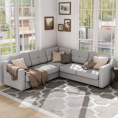 Modern Upholstered Sectional Sofa, 5-seat Sofas For Living Room, Small Apartment, Reversible Sectional Couch