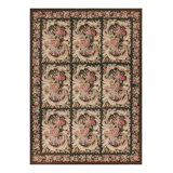 Rug & Kilim’S French Needlepoint Rug In Rich Brown With All-Over Floral Patterns