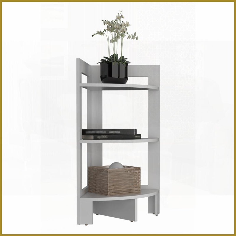 Table basse d'angle peu encombrante avec tablettes à 3 niveaux, plateau supérieur pour petits espaces et amp; Salon, Blanc