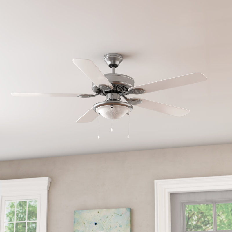 Chadbourne 52'' Ceiling Fan with Light Kit, Brushed Nickel with White/Bleached Oak Blades