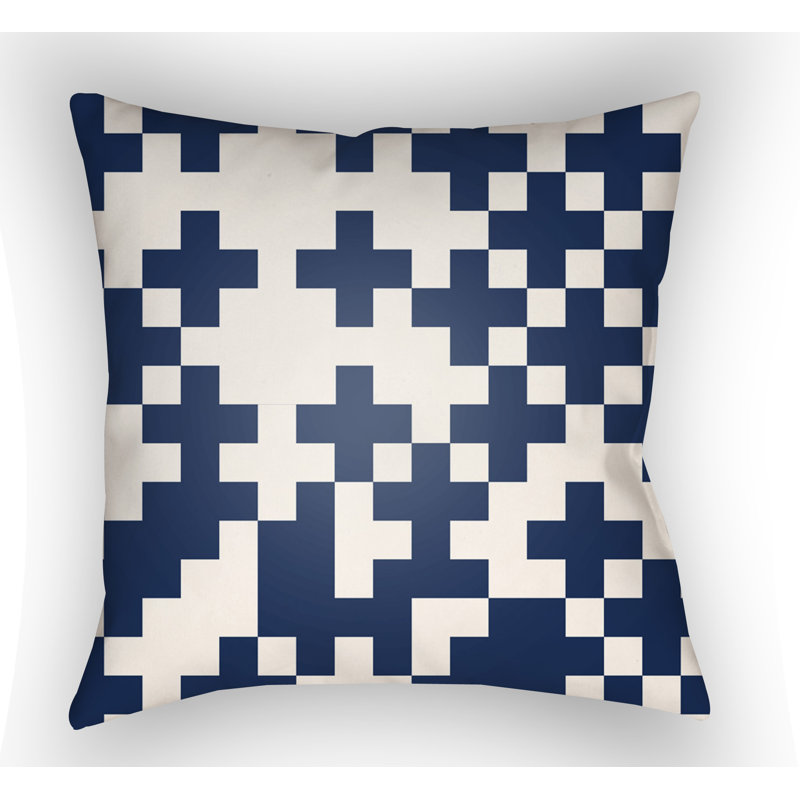 Scandanavian Geometric Outdoor Throw Pillow, White, 20" H x 20" W x 4" D