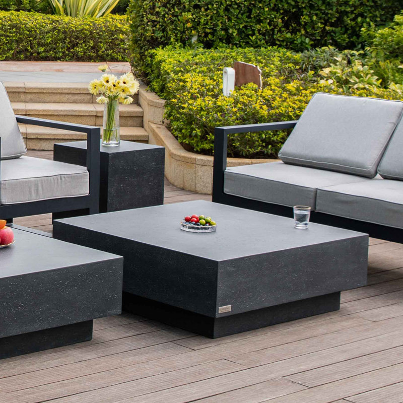 TEVERE Square Concrete Coffee Table 101.6 x 101.6 x 35.6 cm, Light Grey, Light Grey