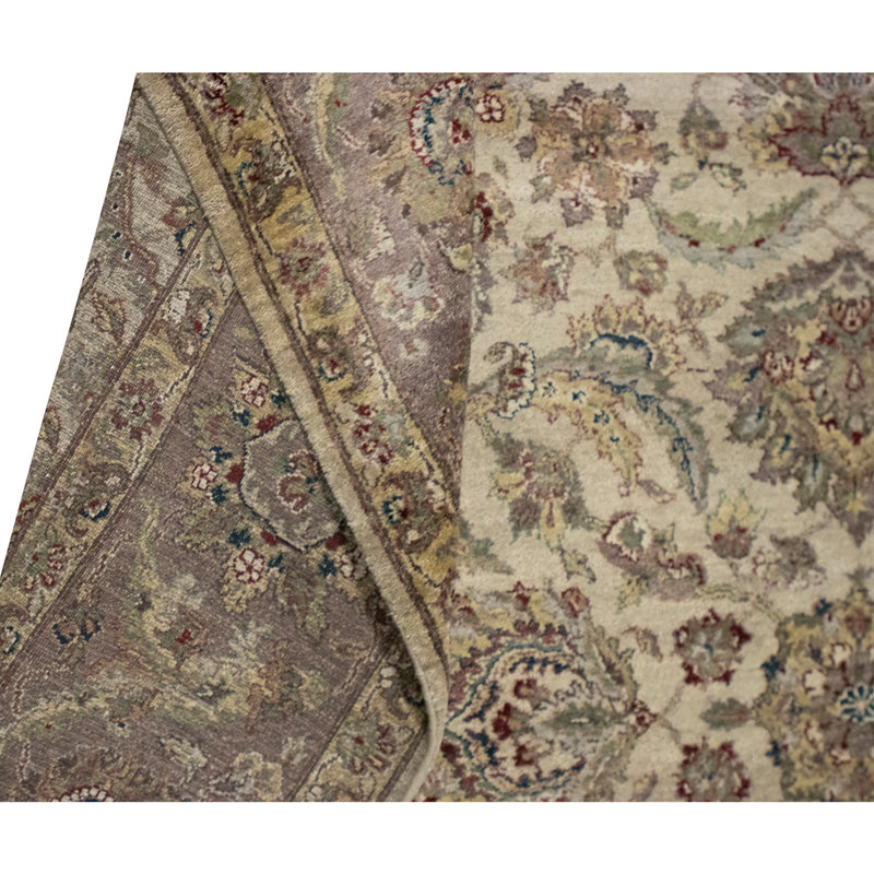 High-Quality Hand-Knotted Cream And Camel Area Rug