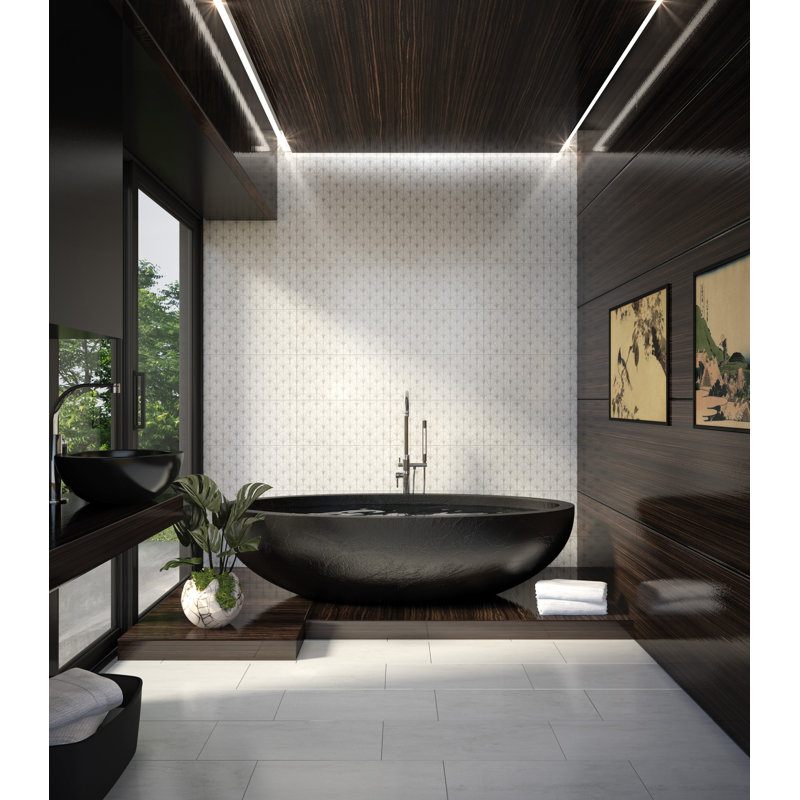Wave 12" x 24" Porcelain Patterned Wall & Floor Tile, Sand