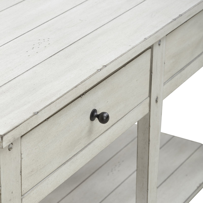 Table de canapé Laron avec pieds fuselés, Blanc