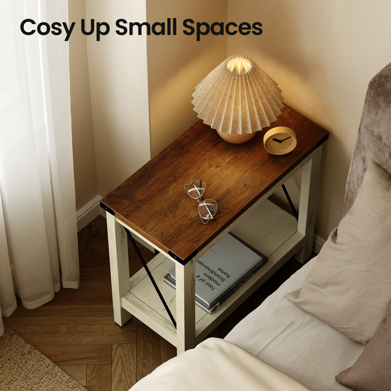 2-tier End Table, Rustic White