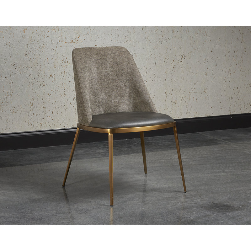 Dover Upholstered Dining Chair, Dark Gray Performance Basketweave