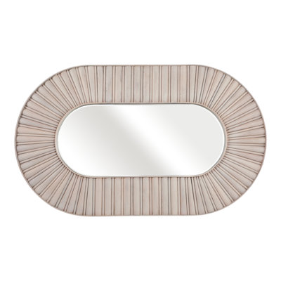 Modern Fluted Wood Large Wall Mirror For Home Decor - Decorative Rectangular Mirror For Hallway, Bathroom, Or Bedroom Decor - 60", White