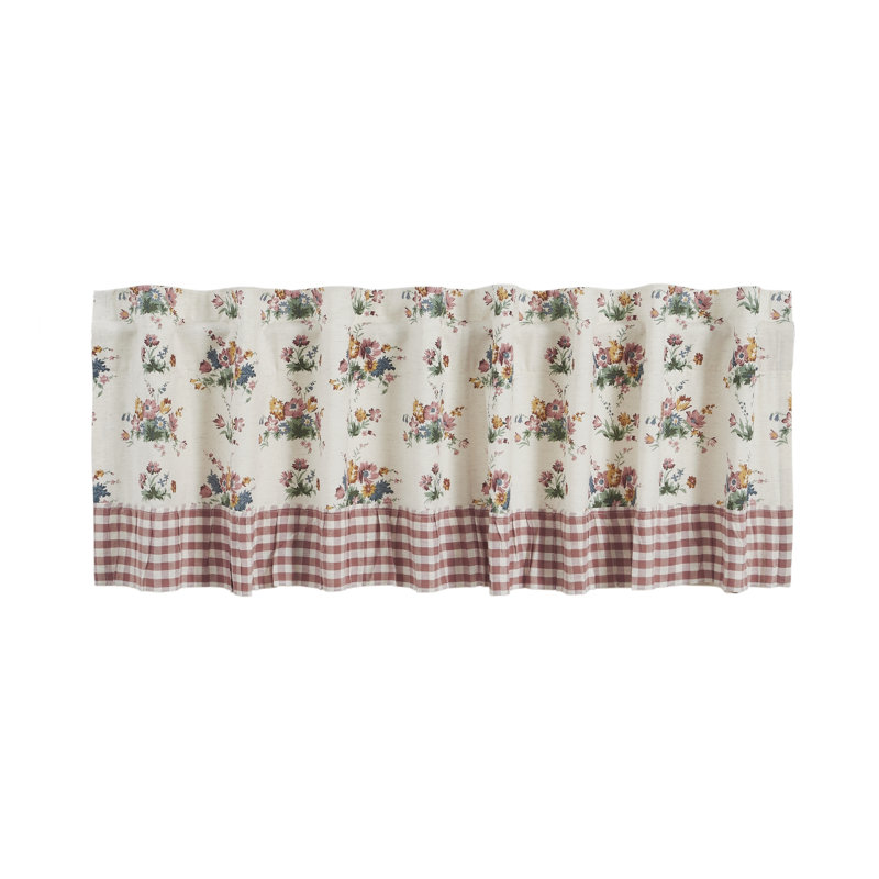 Cantonnière à volants en coton rose et rose vichy Rosehill Cottage