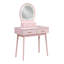 Pink Vanity For Bedroom With Mirror, Stool & Spacious Drawers Furniture And Mirror - Storage