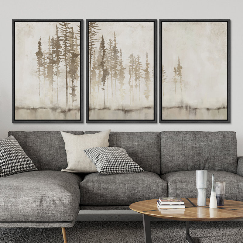 «Pastel Abstract Tree Subtle Neutral Modern Rustic Home Decor», reproduction d'art sur toile encadrée, H 36 po x l 72 po