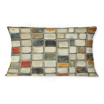 Coussin lombaire beige Mid-Century Mosiac Tiles III - Mid-Century