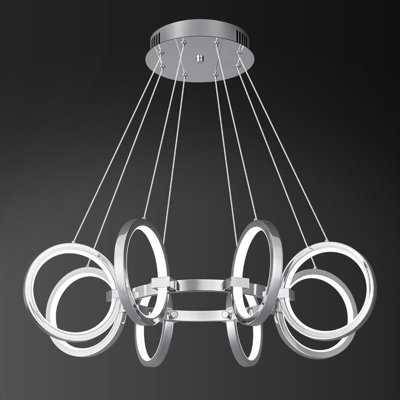 8-Light Modern Led Chandelier Dimmable Round Pendant Light Fixtures For Kitchen Island Living Room