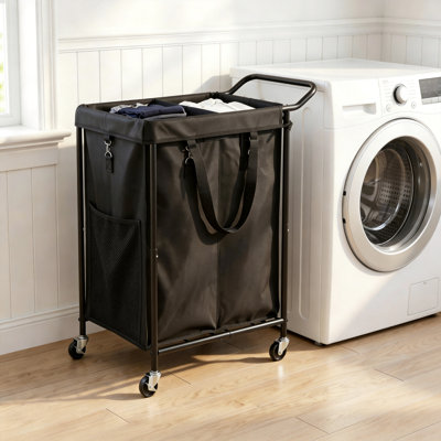 Commercial 150L Large Capacity Categorized, Partitioned, Braked, Detachable Laundry Basket