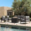 5 Pieces Outdoor Aluminum Furniture Set With Fire Pit Table For Outside Patio, Modern Patio Conversation Chat Set-262818878