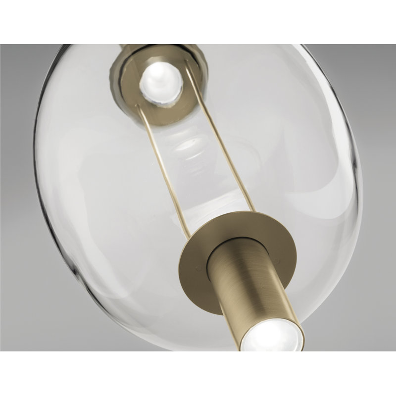 Riflesso Suspension 2L2 Crystal Transparent Matt Copper 2 L3221 Ul, Crystal Transparent, Matte Gold, 2700 Kelvins