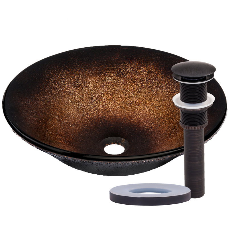 Novatto 17.5'' Glass Circular Bathroom Sink, Oil Rubbed Bronze