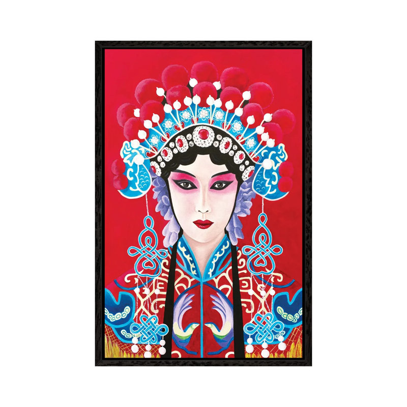 Chinese Opera Lady 1 Piece Wall Art on Canvas, 66.04 cm H x 45.72 cm W, Black Framed