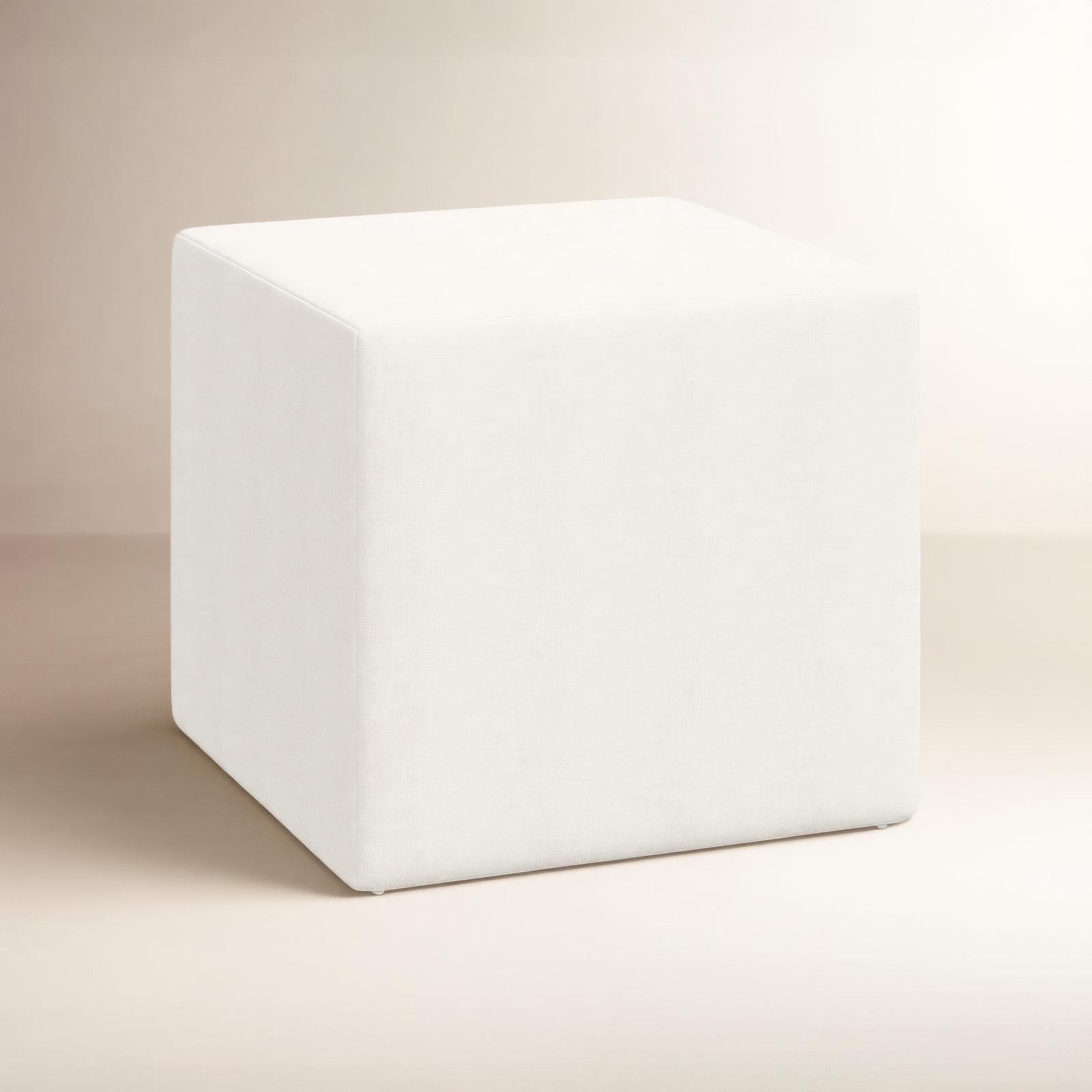 Bence Upholstered Ottoman, Zuma White Textured Linen