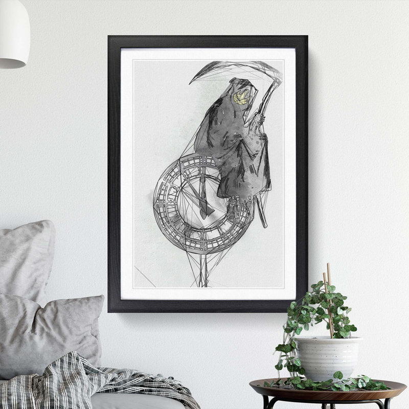 Abstract Grin Reaper by Banksy - Picture Frame Graphic Art Print, Black Framed, 65cm H x 48cm W x 2cm D