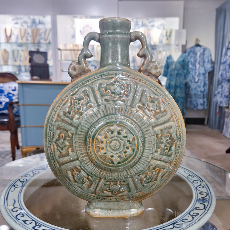 Porcelain Moon Vase with Relief Motifs