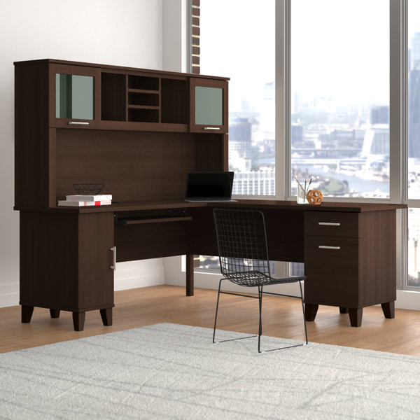 Gracie Oaks Magomed L-Shape Executive Desk with Hutch & Reviews | Wayfair