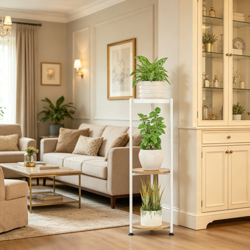 Support pour plante à 3 niveaux, Brun / Blanc
