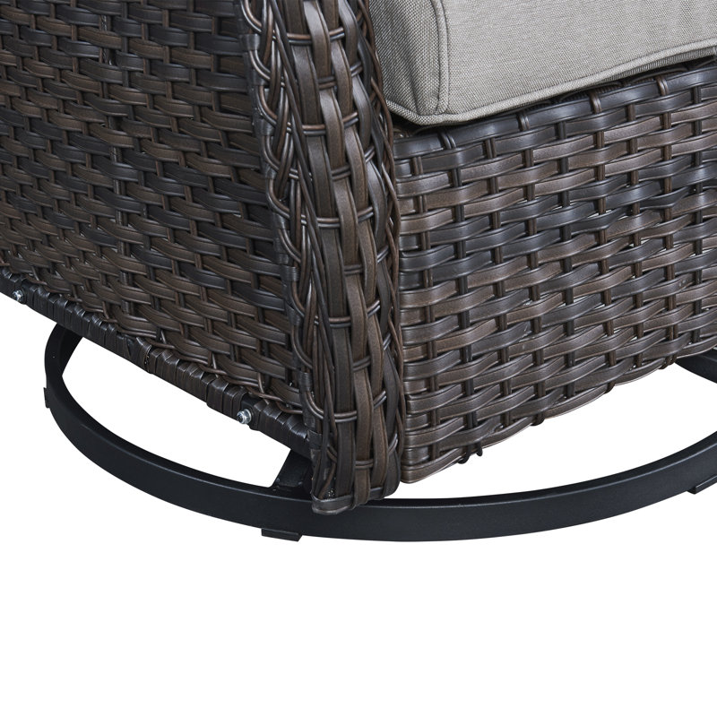 Swivel and sliding wicker patio chairs, Gris, Brun