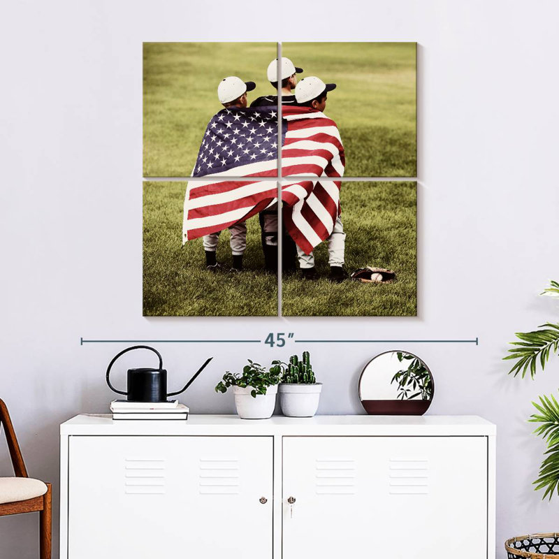 Baseball Kids With US Flag
