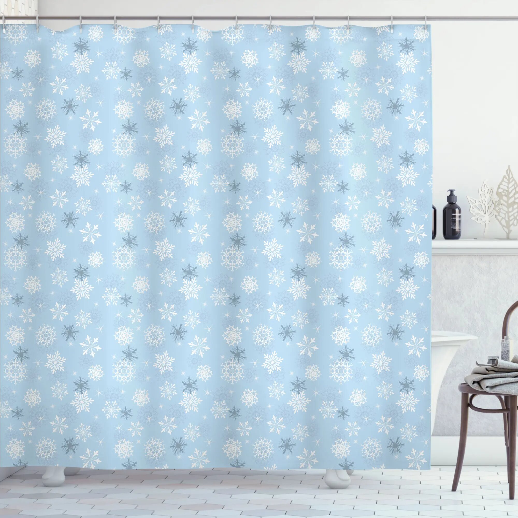 Snowflake Shower Curtain Set + Hooks East Urban Home Size: 70 H x 69 W