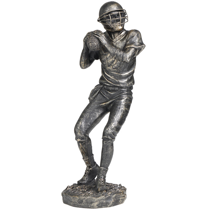Bulger Polystone Football Player Decorative Sculpture, Silver