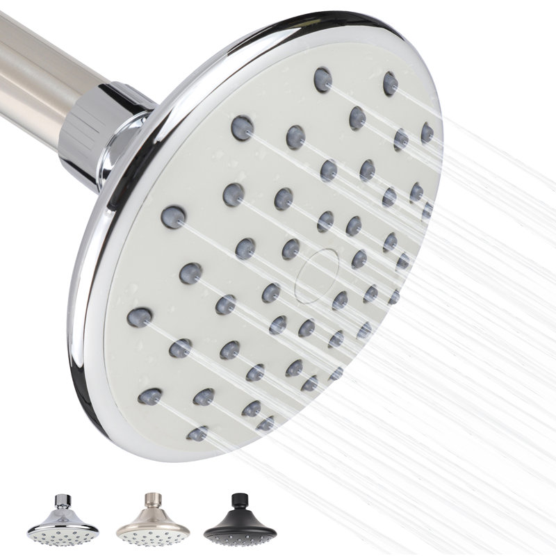 Pomme de douche à fonction unique chromée fixe facile à nettoyer avec une surface de 4,33 pouces, Chrome