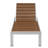 Aynura Outdoor Aluminum Chaise Lounge with Adjustable Recline, Poly Resin Planks, Wheels, White Frame and Teak Polyresin Planks-804492366