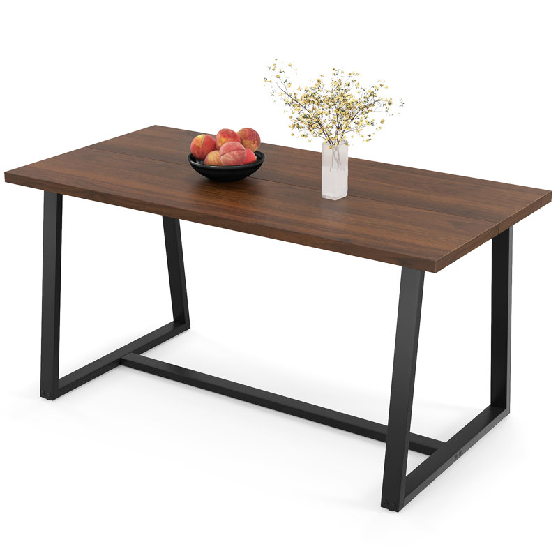 Zakoria Metal Base Dining Table, Brown