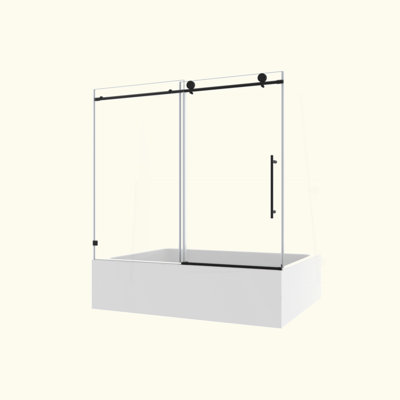 Une porte de douche fixe et une porte décalée sans cadre, de grandes poulies en acier inoxydable 304 de 70 mm avec fonction de fermeture douce réglable, avec nettoyage facile et protection anti-déflagrante