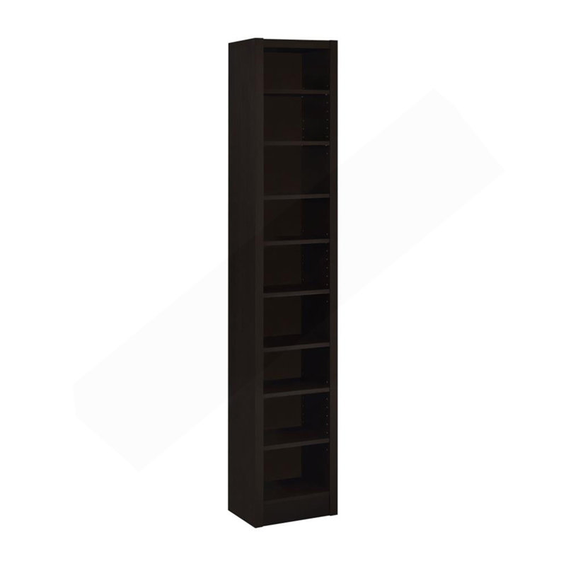 Rectangular 8-Shelf Bookcase With 2 Fixed Shelves, Cappuccino