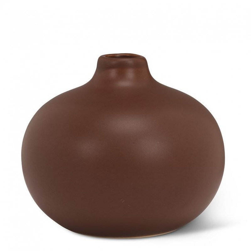 Ball Bud Vase, 3.50" H x 4" W x 4" D, Brown