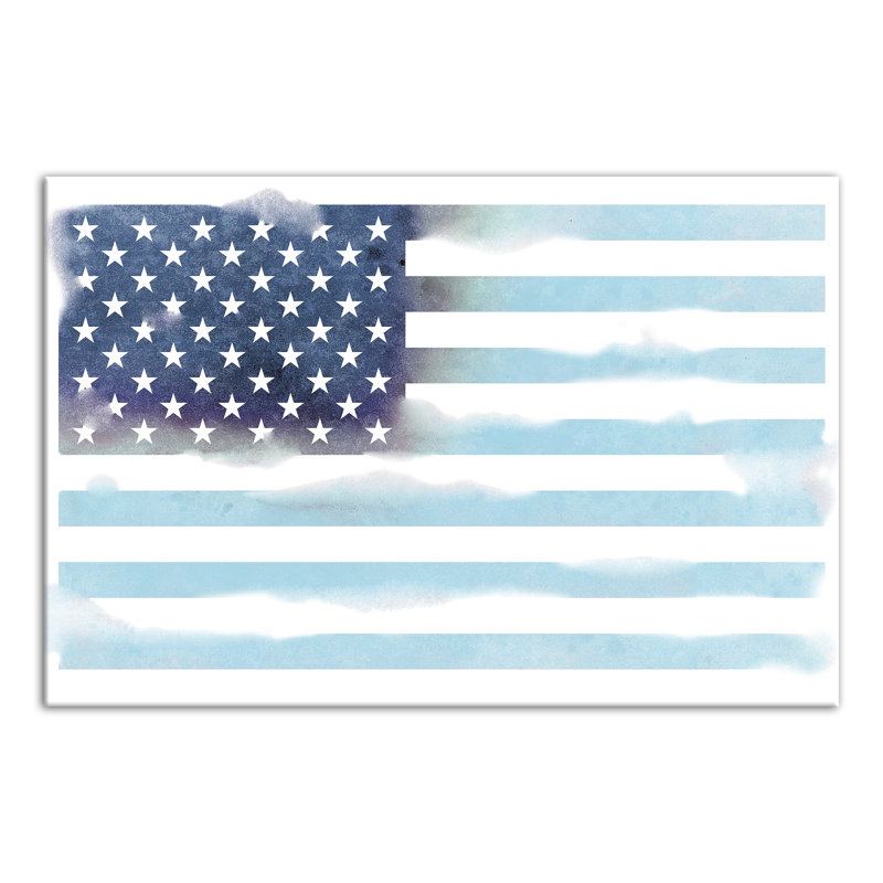 Drapeau nautique américain - reproduction sur toile tendue, H 12 po x l 18 po x P 1,25 po
