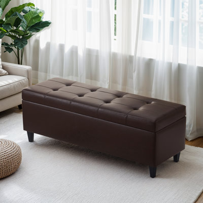 Banc de rangement rembourré en similicuir l 50,5 po