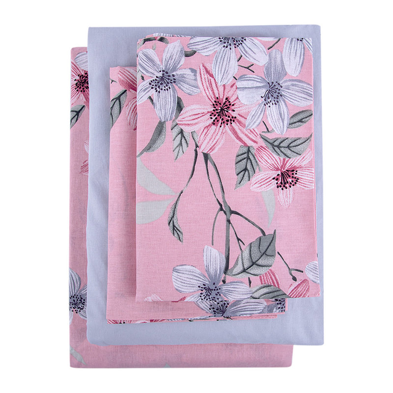 100% Cotton Percale Floral Sheet Set, Peach/Pink/Gray, King Sheet Set with 2 Pillowcases