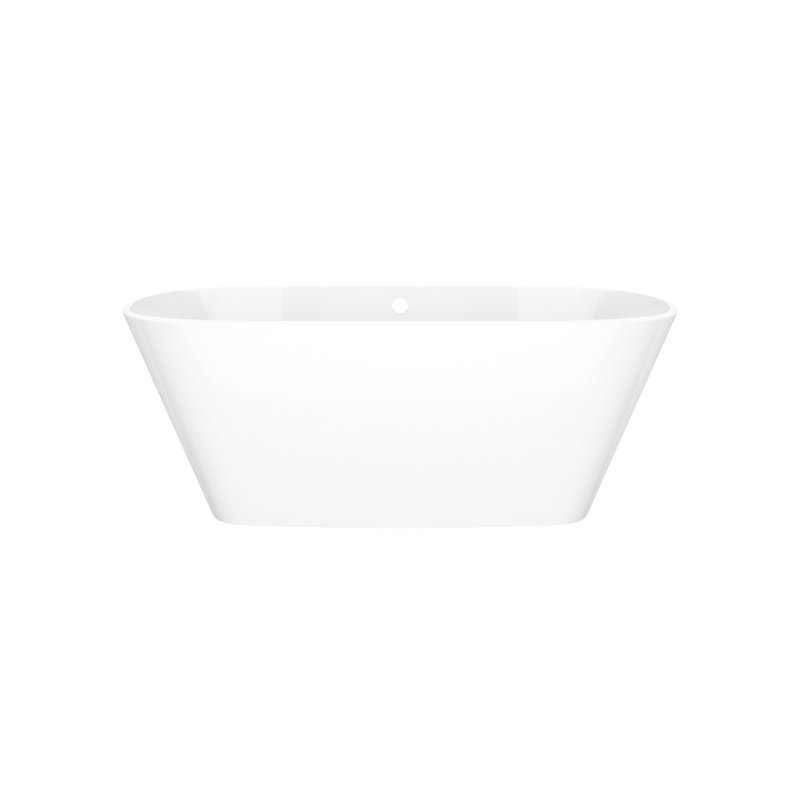 Painted Vetralla 58-3/4" x 29-1/8" Freestanding Soaking Bathtub in Volcanic Limestone™ with No Overflow Hole - Gloss White Interior