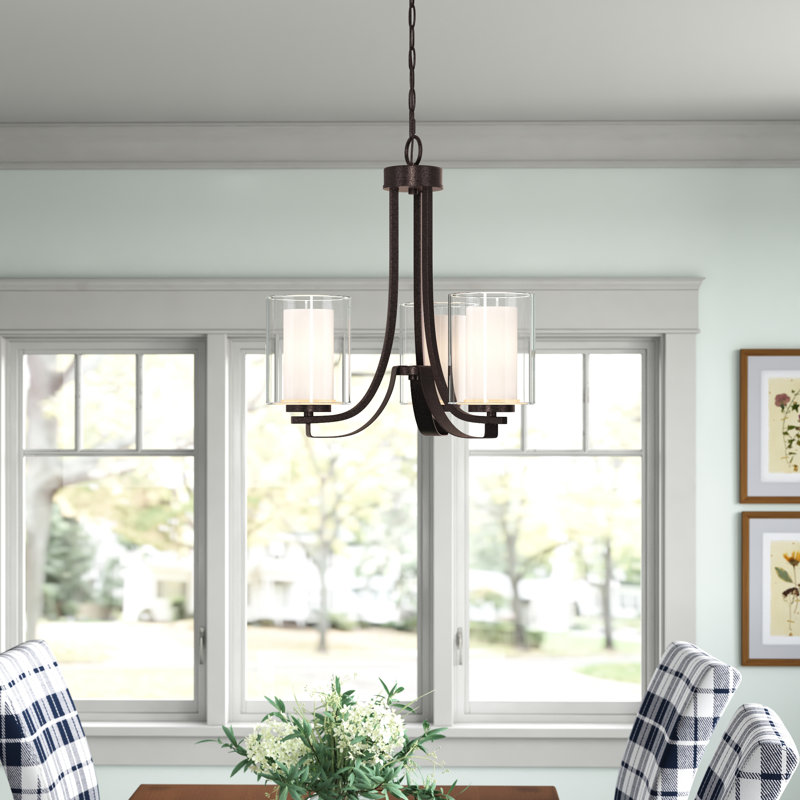 3 - Light Steel Dimmable Chandelier