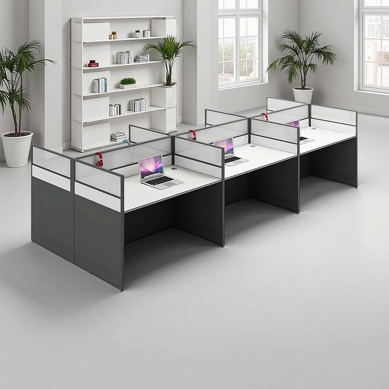 Rectangle 6 Person Benching Workstation Cubicle Desk