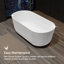 Baignoire de trempage autoportante ovale en acrylique blanc brillant avec trop-plein