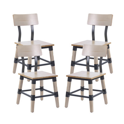 Lazro Commercial Grade Rustic Antique Industrial Style Wood Dining Chair by Steelside