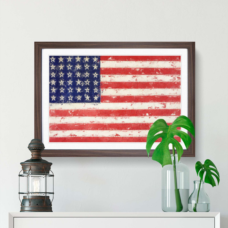 Flag of the United States of America - Picture Frame Painting Print, 62cm H x 87cm W x 2cm D, Walnut Framed