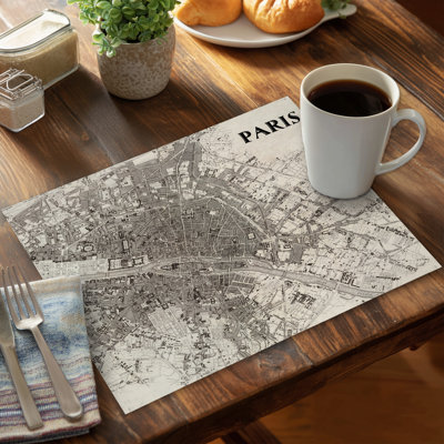 Paris Polyester Placemats Set of 6 | Home Decor Dining Essentials